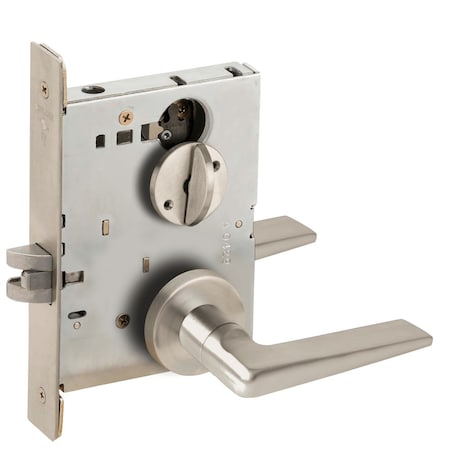 Schlage Grade 1 Bed Bathroom Privacy Mortise Lock, 05 Lever, A Rose, Satin Nickel Plated Clear Coated Finish L9040 05A 619